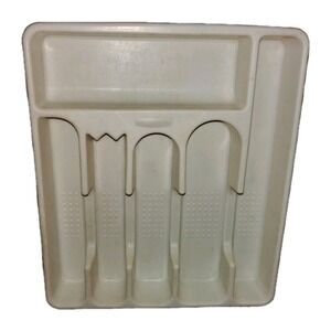 PLASTIC ALMOND RUBBERMAID LARGE CUTLERY UTENSIL ORGANZIER TRAY MADE IN USA  2925
